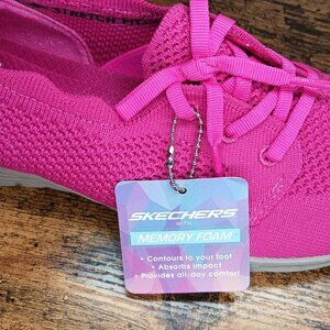SKECHERS New Womens 6 SEAGER Sneakers Memory Foam Stretch Fit Lace Up Hot Pink